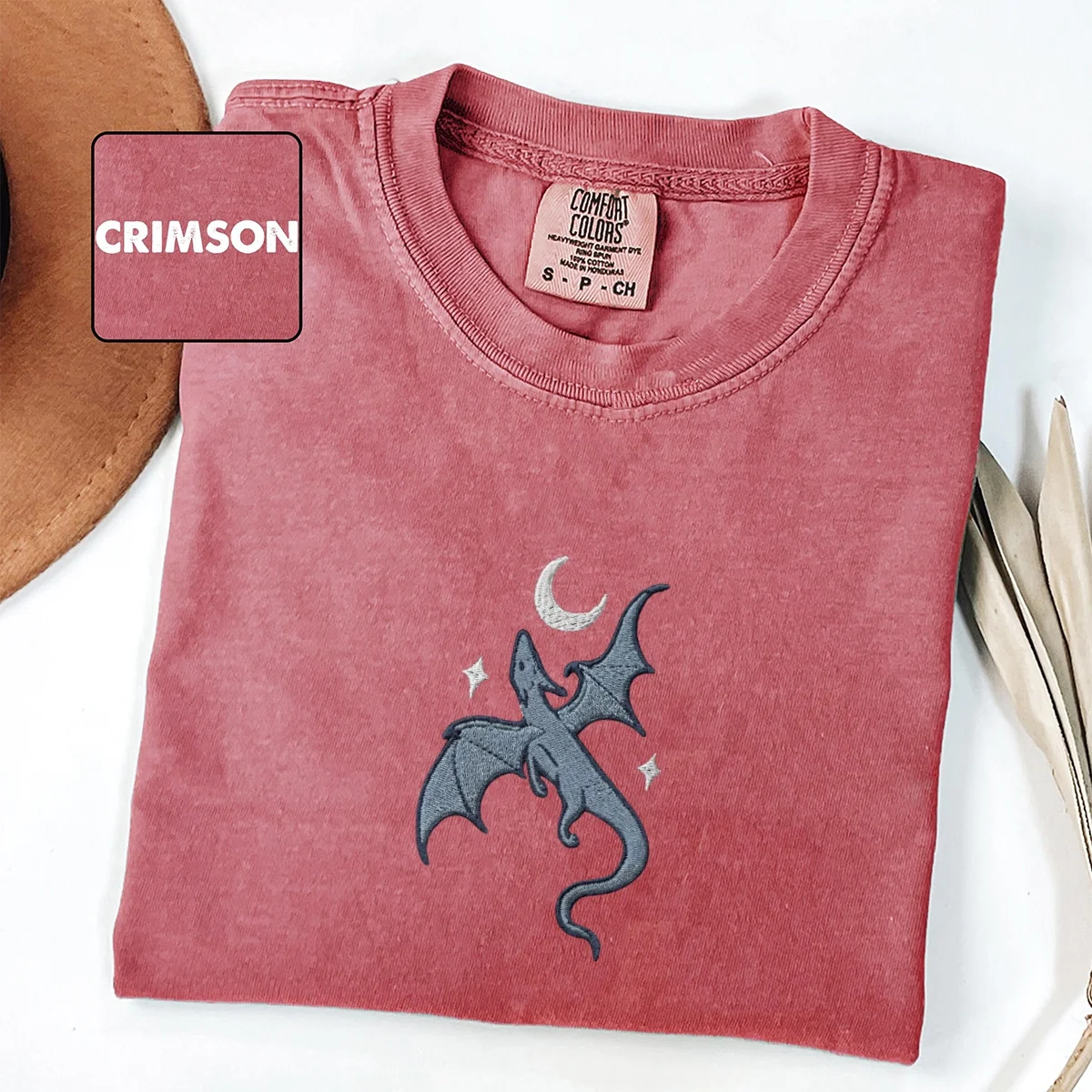 Custom Embroidered Moon and Dragon Fantasy Book T-Shirt – Cozy Bookish Tee