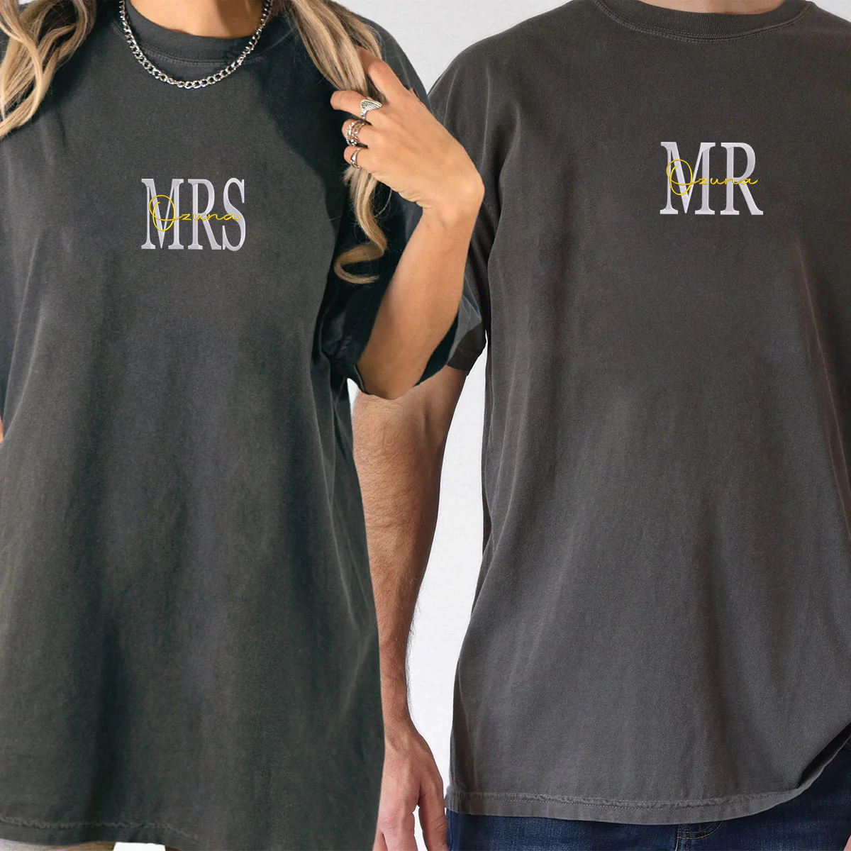 Custom Embroidered Mr & Mrs Matching T-shirts for Couples - Image 6