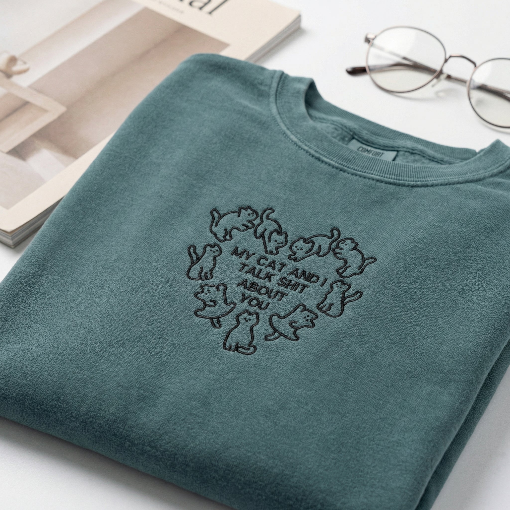 Custom Embroidered My Cat and I Talk About You T-Shirt - Funny Cat Gift - Image 4
