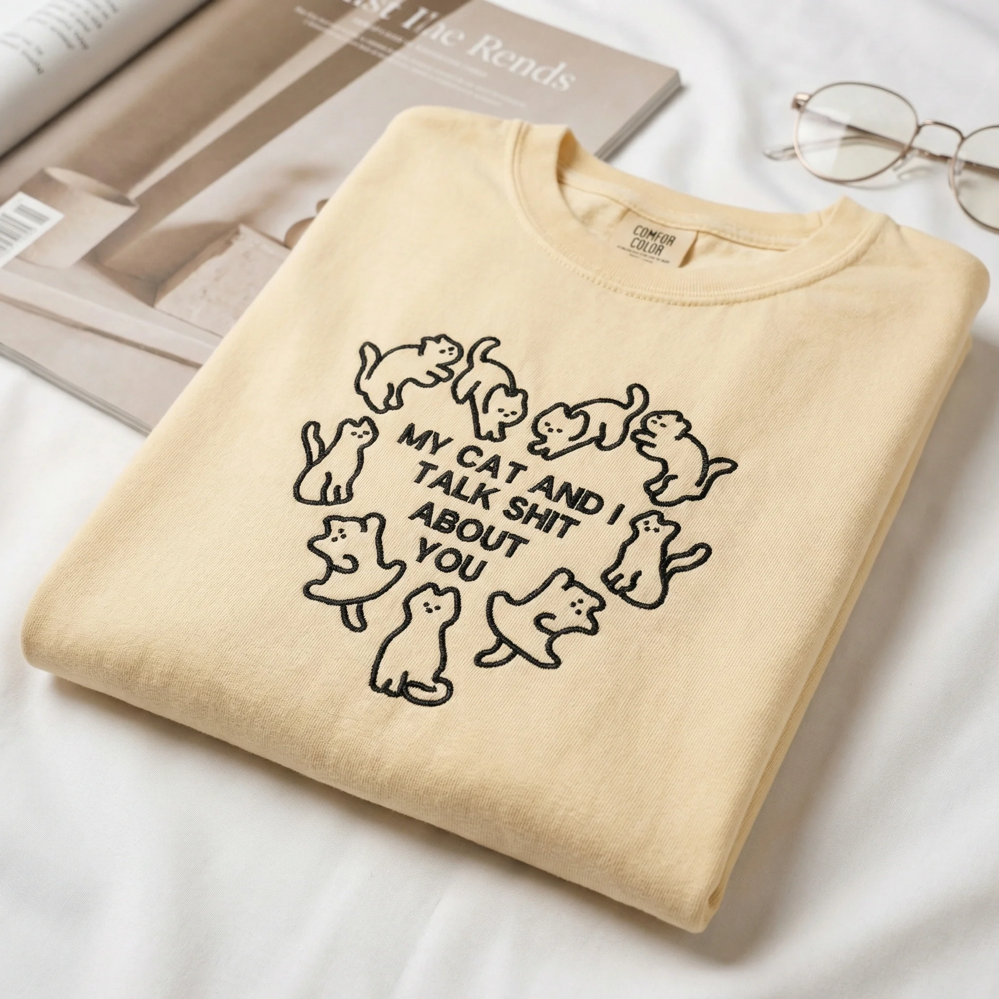 Custom Embroidered My Cat and I Talk About You T-Shirt - Funny Cat Gift - Image 5