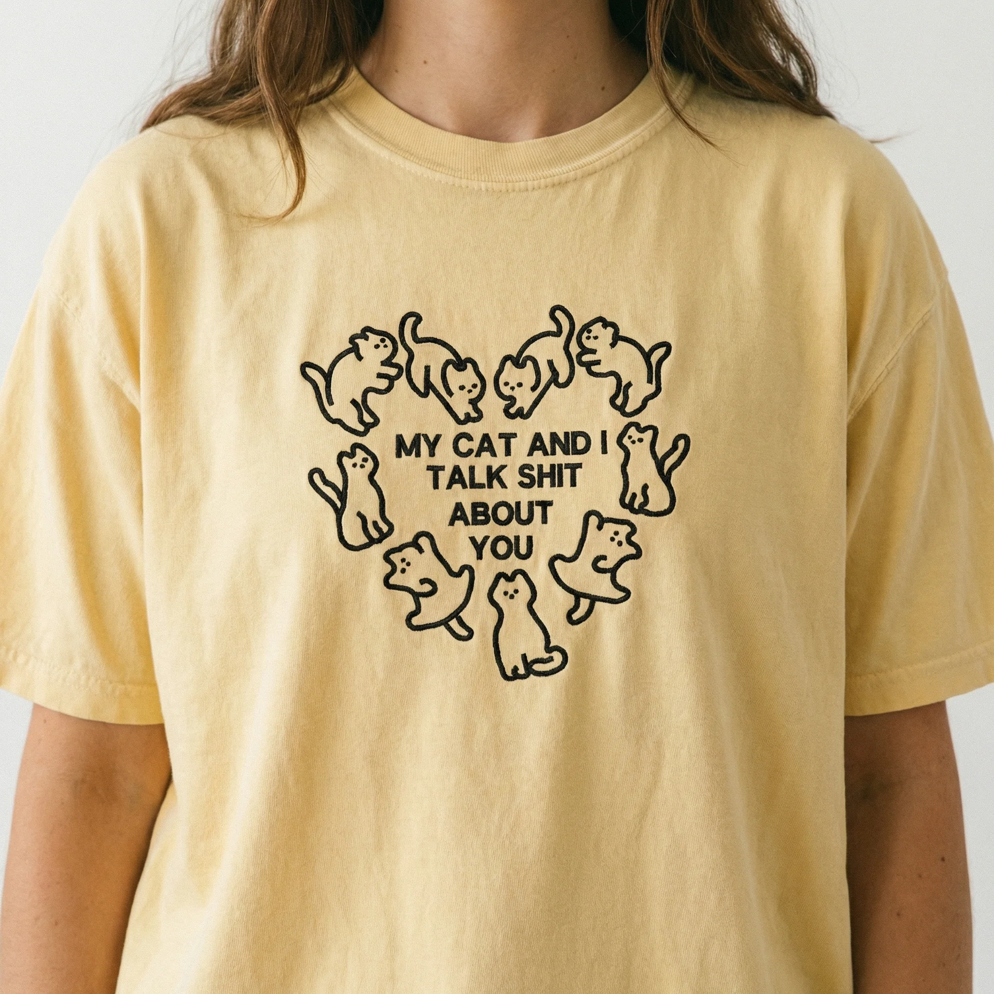 Custom Embroidered My Cat and I Talk About You T-Shirt - Funny Cat Gift - Image 6