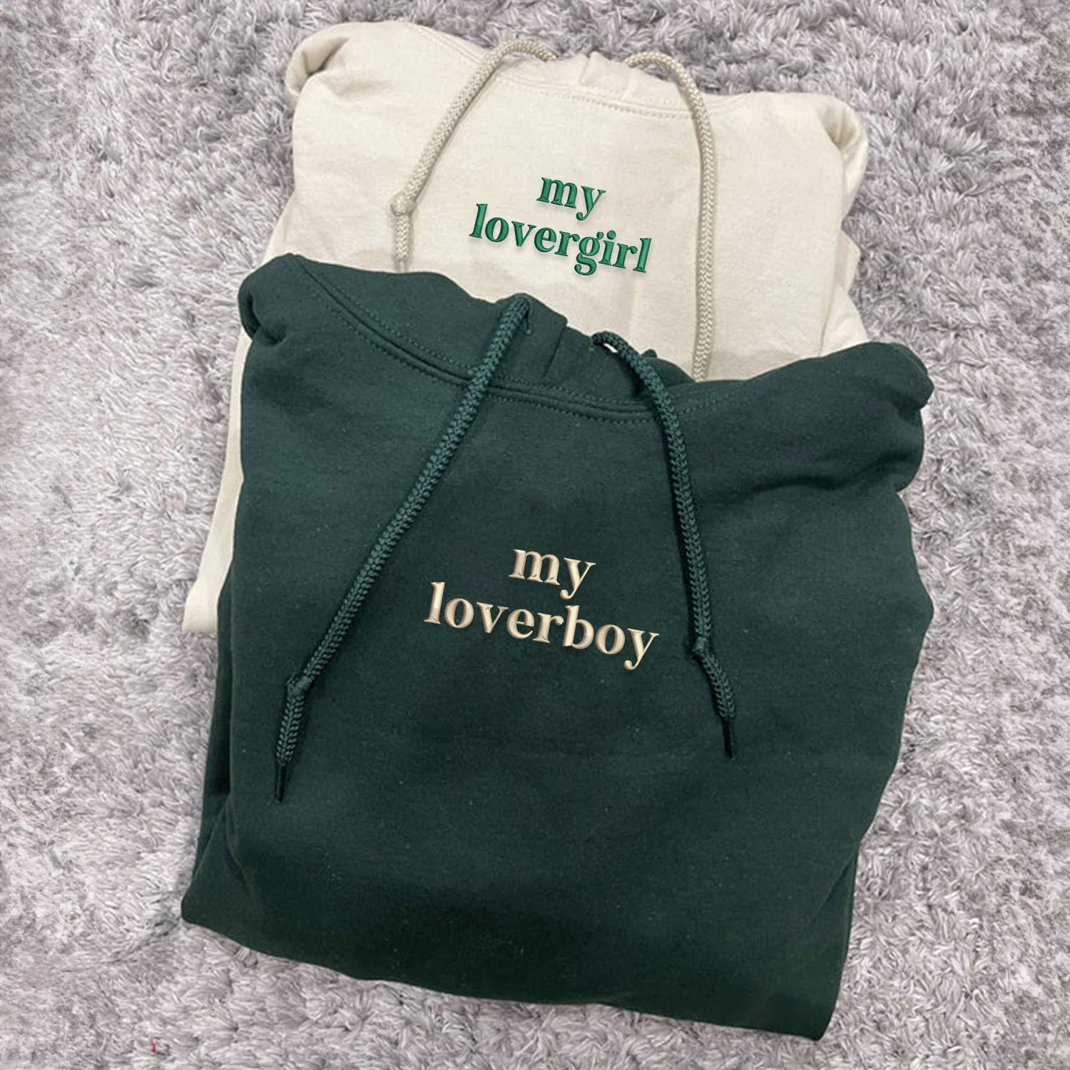 Custom Embroidered my loverboy and my lovergirl Matching Hoodies for Couples - Image 2