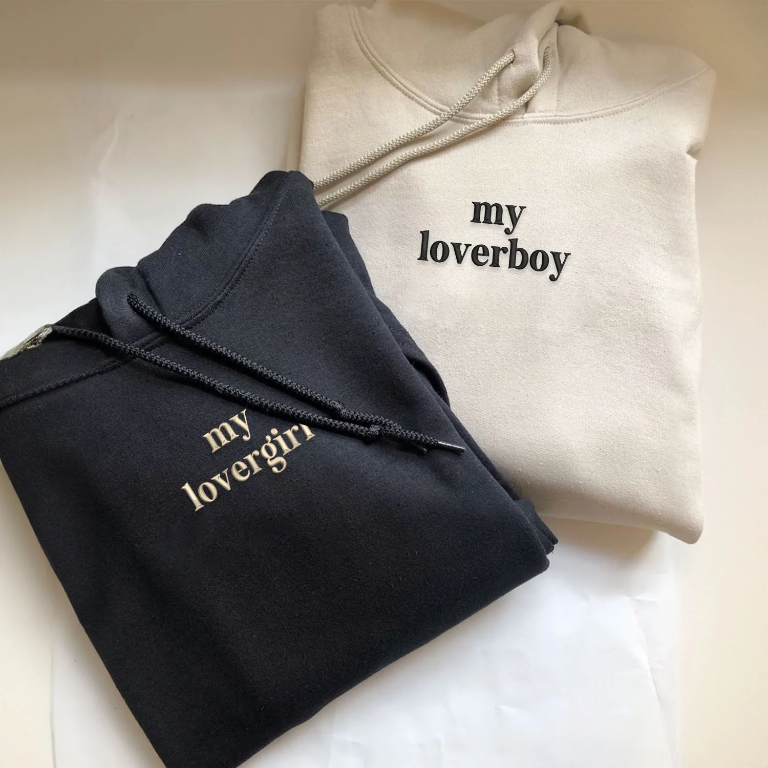 Custom Embroidered my loverboy and my lovergirl Matching Hoodies for Couples - Image 3