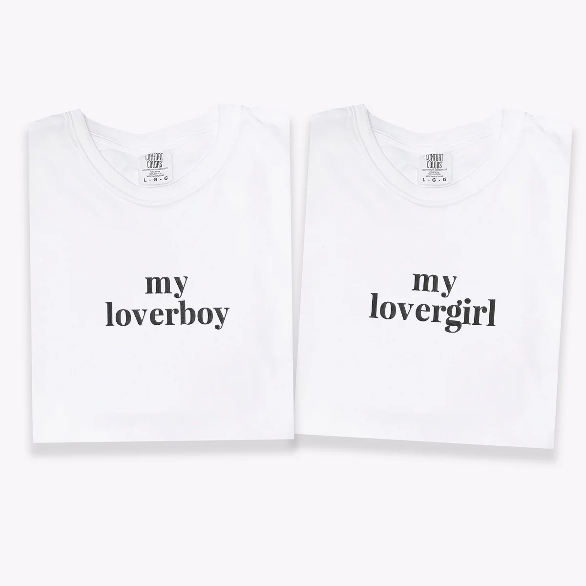 Custom Embroidered My Loverboy and My Lovergirl Matching T-shirts for Couples - Image 2