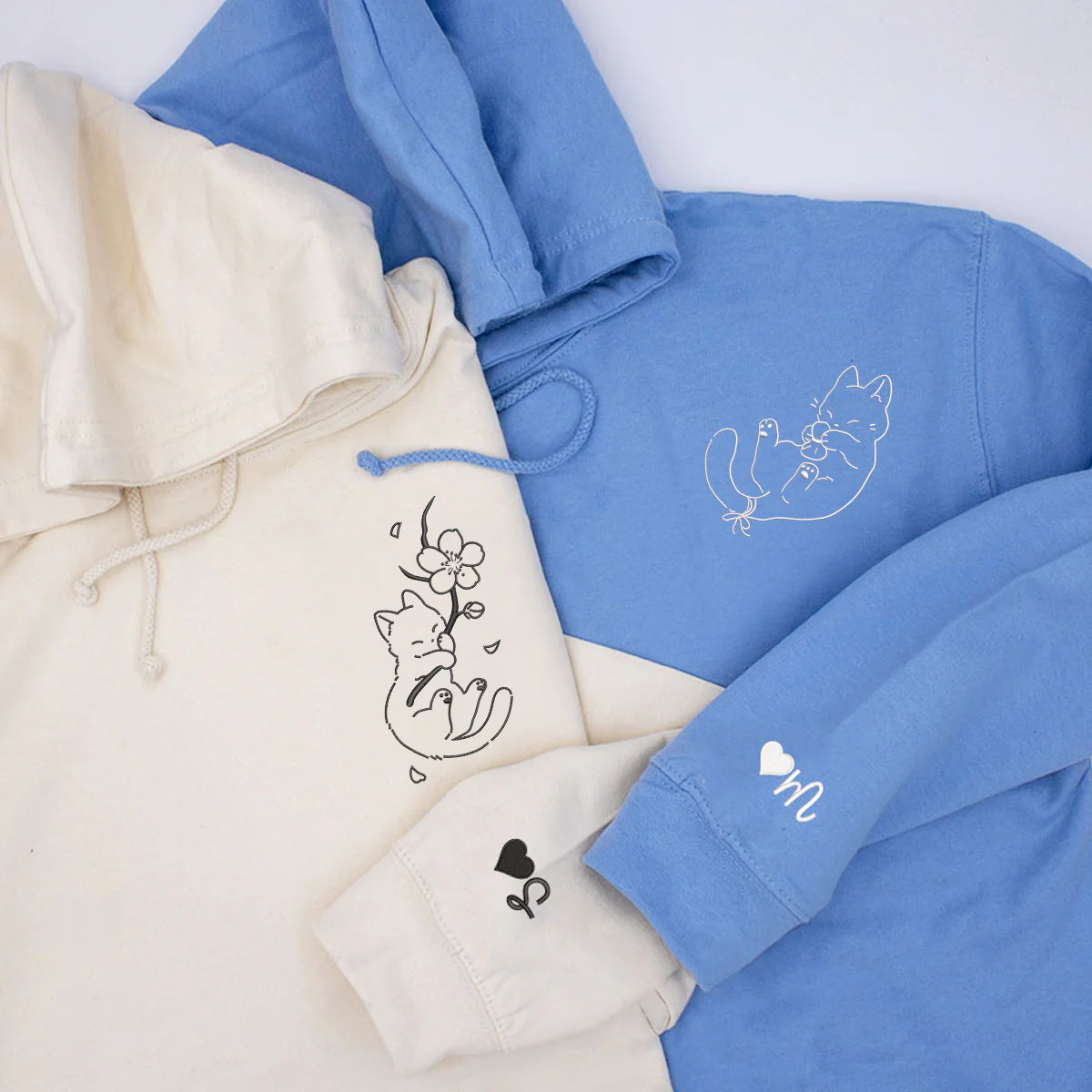 Custom Embroidered Naughty Cat Matching Hoodies for Couples - Image 5