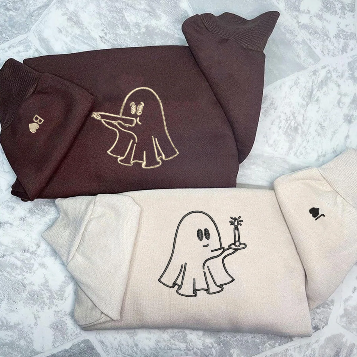 Custom Embroidered Need a Light Stoner Ghosts Matching Hoodies for Couples - Image 3