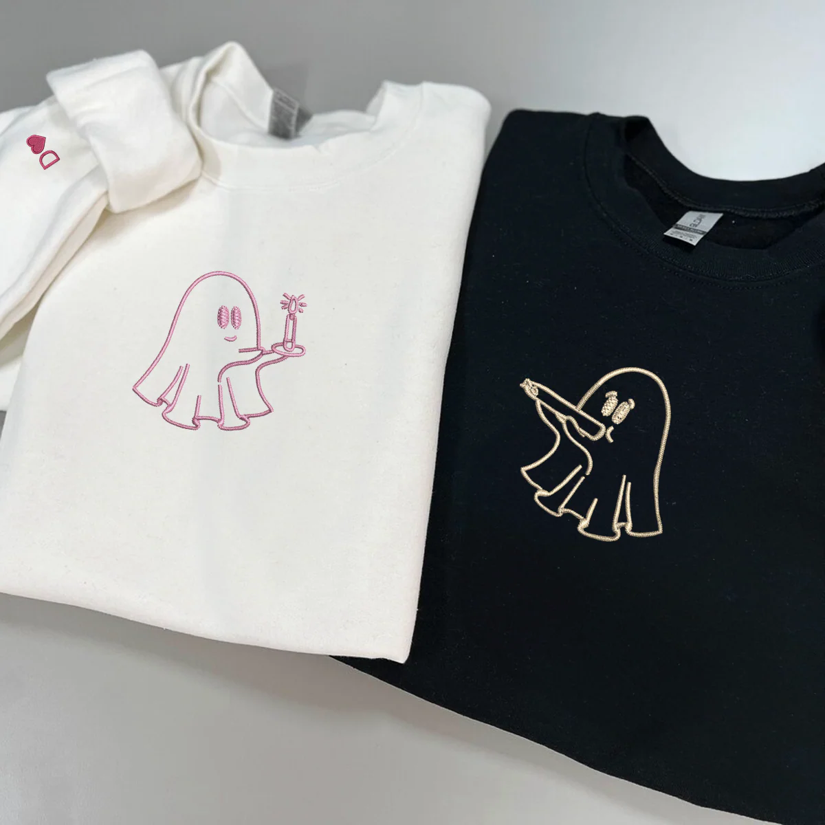 Custom Embroidered Need a Light Stoner Ghosts Matching Hoodies for Couples - Image 4