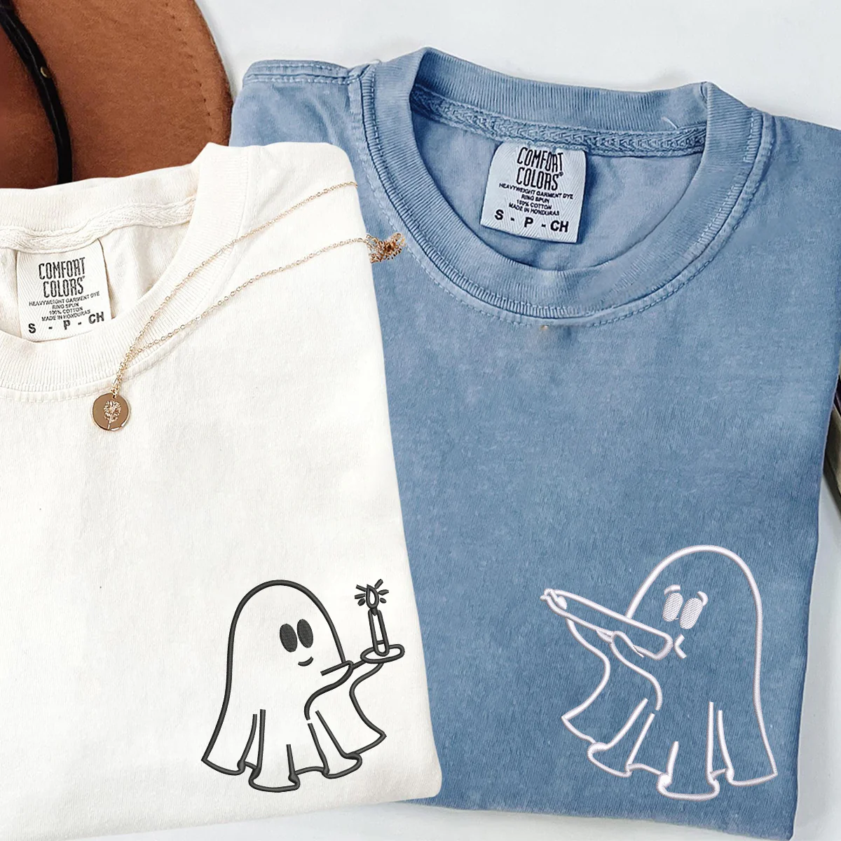 Custom Embroidered Need a Light Stoner Ghosts Matching T-shirts for Couples - Image 3