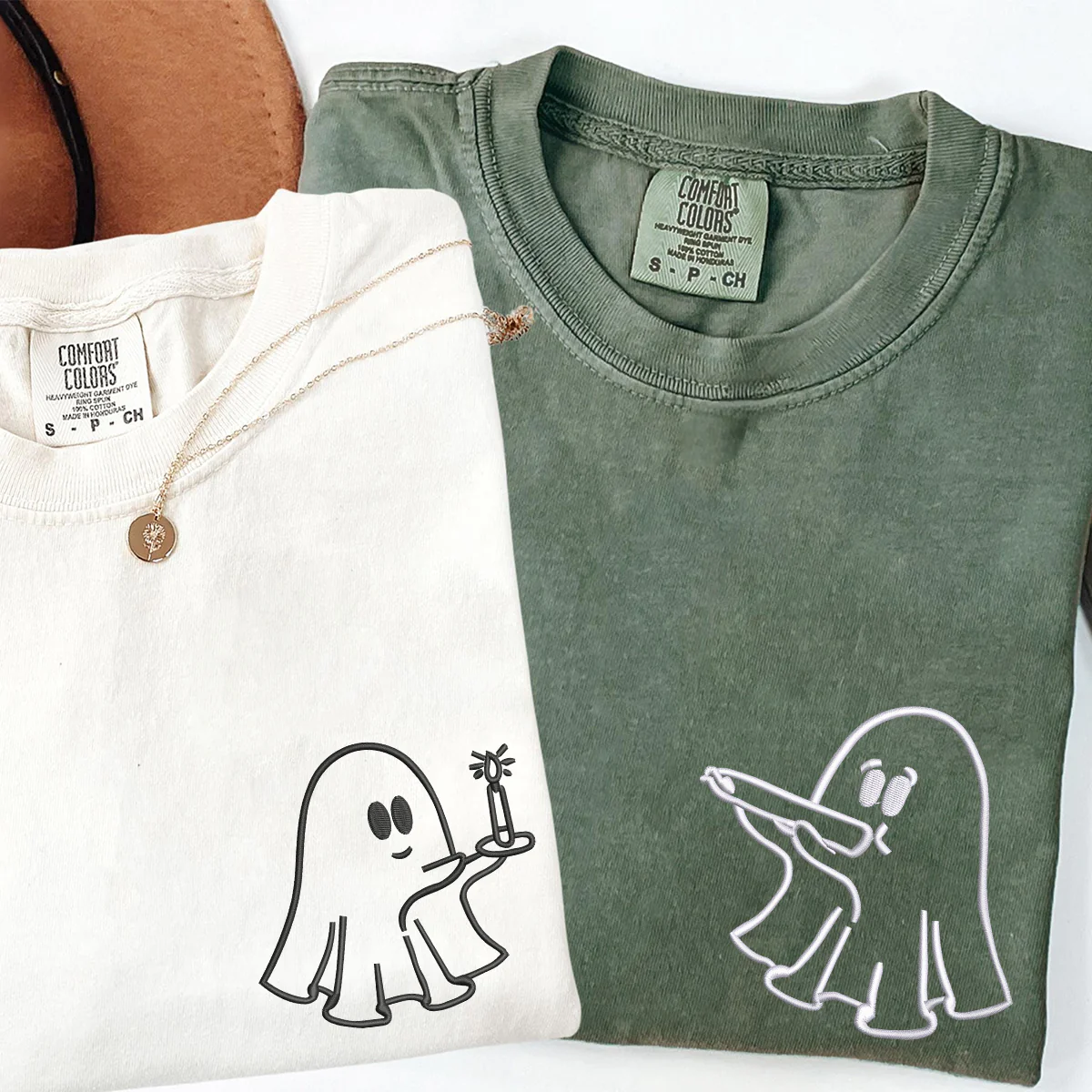 Custom Embroidered Need a Light Stoner Ghosts Matching T-shirts for Couples - Image 4