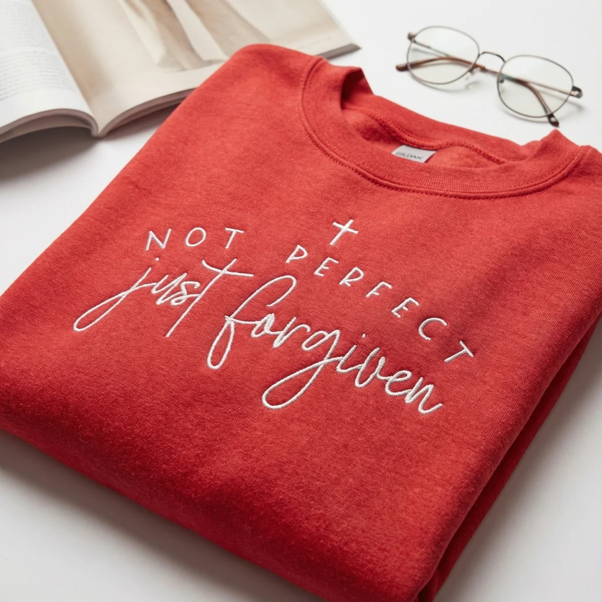 Custom Embroidered Not Perfect Just Forgiven Sweatshirt - Christian Faith Apparel - Image 2