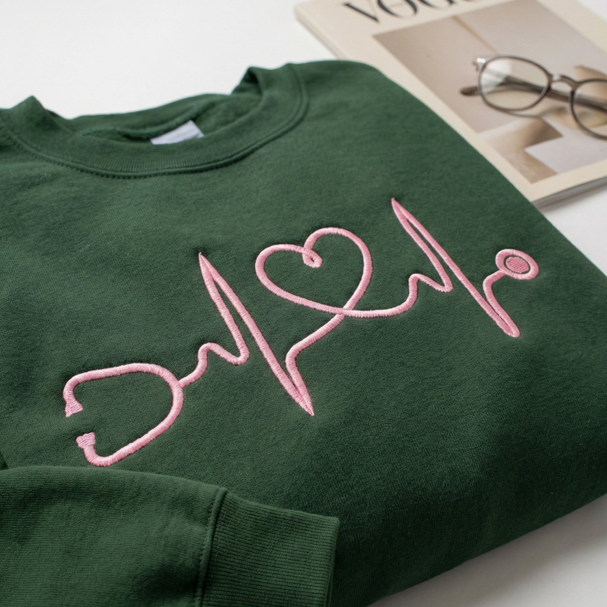 Custom Embroidered Nurse Heartbeat with Stethoscope Hoodie - Registered Nurse Gift - Image 4