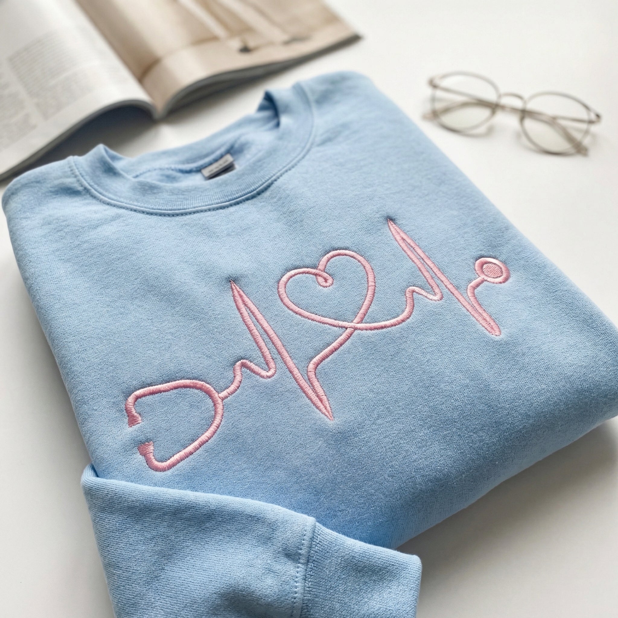 Custom Embroidered Nurse Heartbeat with Stethoscope Hoodie - Registered Nurse Gift - Image 5