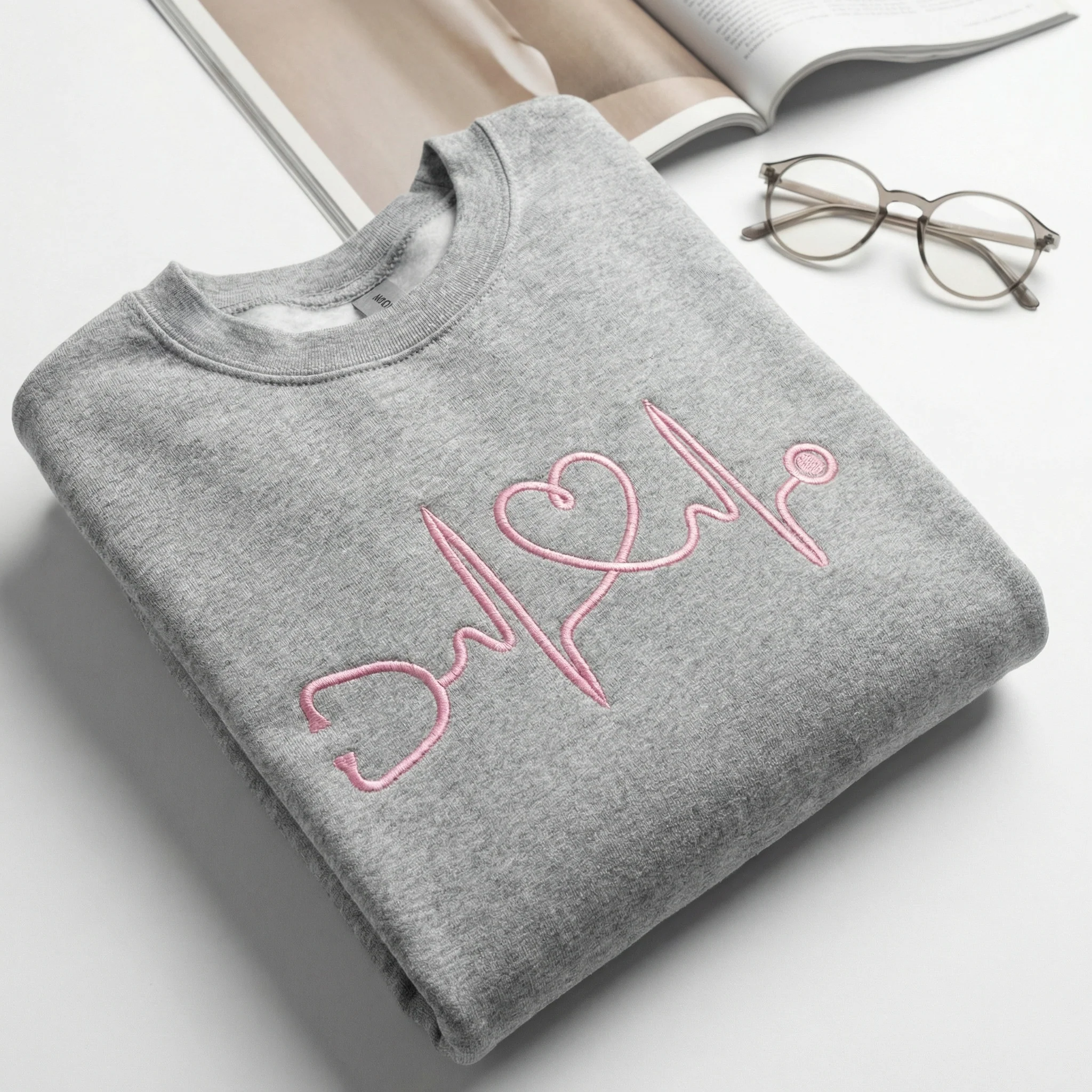 Custom Embroidered Nurse Heartbeat with Stethoscope Hoodie - Registered Nurse Gift - Image 6