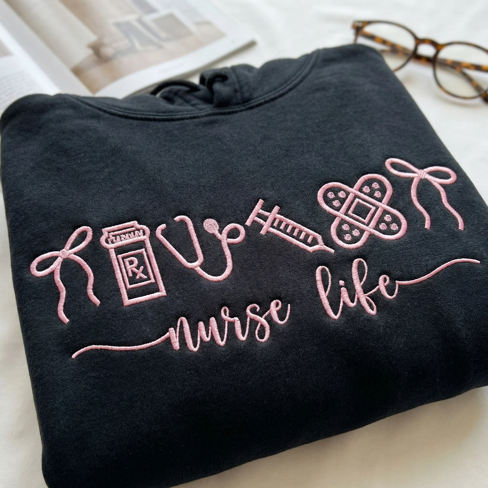 Custom Embroidered Nurse Life Hoodie - Cute Nurse Sweatshirt - Image 3