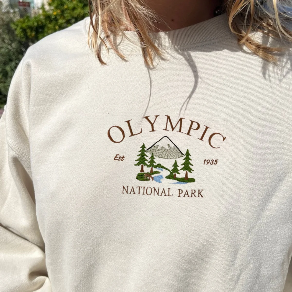 Custom Embroidered Olympic National Park Sweatshirt | River & Snowy Peak Mountain Hoodie β Nature Lover Adventure Gift - Image 6