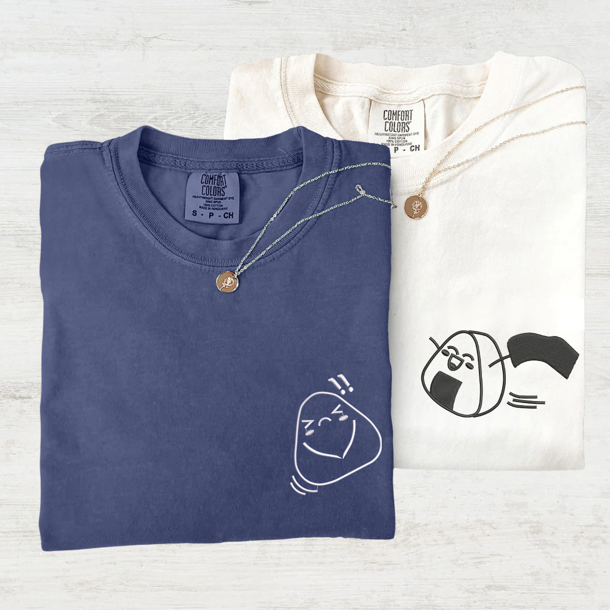 Custom Embroidered Onigiri Matching T-shirts for Couples - Image 3