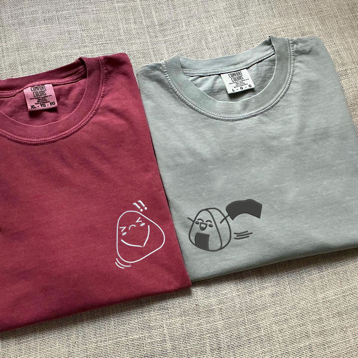 Custom Embroidered Onigiri Matching T-shirts for Couples - Image 4
