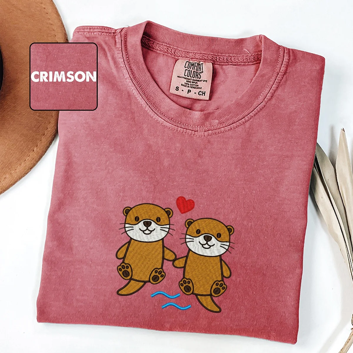 Custom Embroidered Otter T-Shirt | Cute River Animal Tee โ Funny Ocean Wildlife Gift