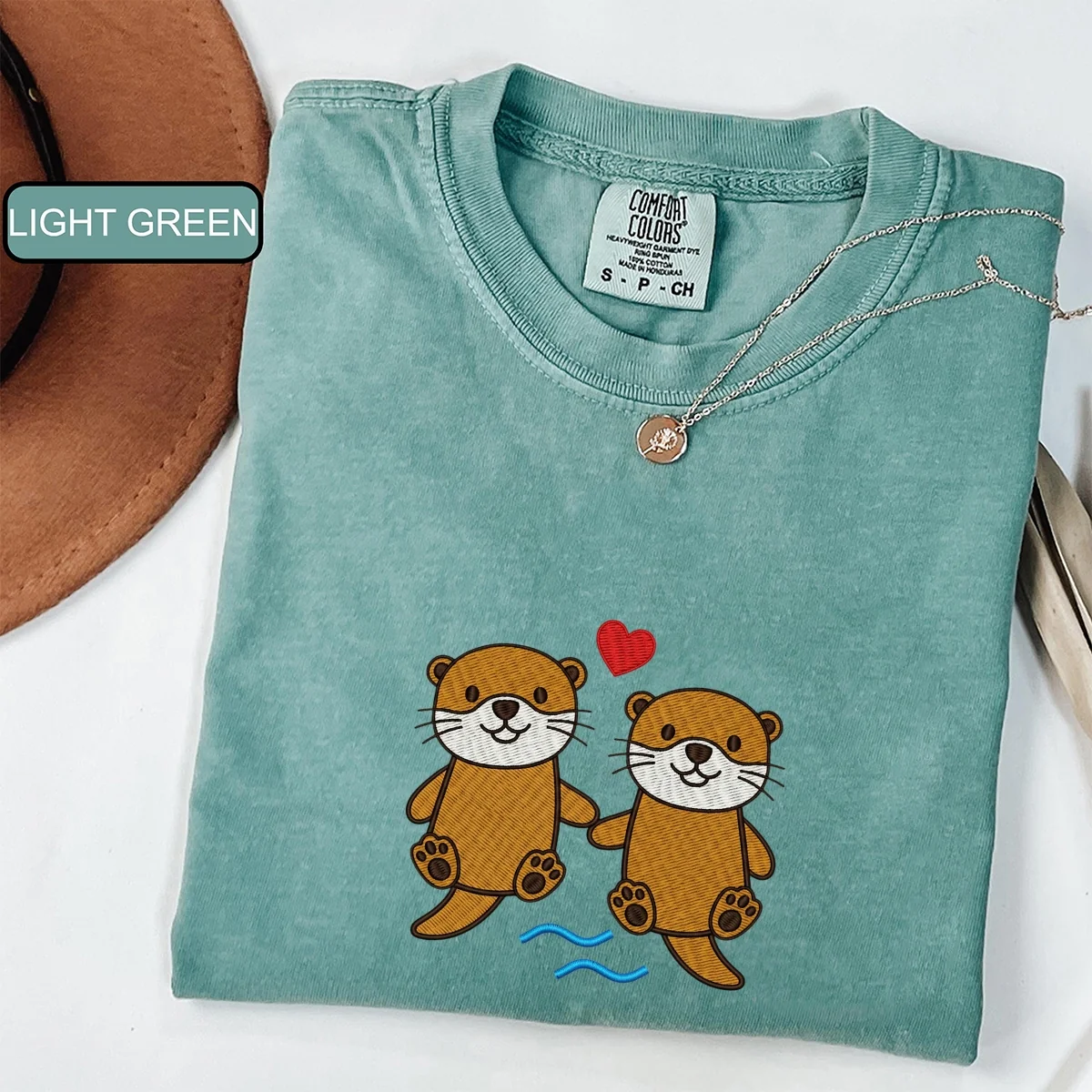 Custom Embroidered Otter T-Shirt | Cute River Animal Tee โ Funny Ocean Wildlife Gift - Image 2