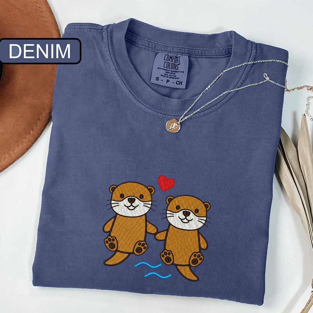 Custom Embroidered Otter T-Shirt | Cute River Animal Tee โ Funny Ocean Wildlife Gift - Image 3