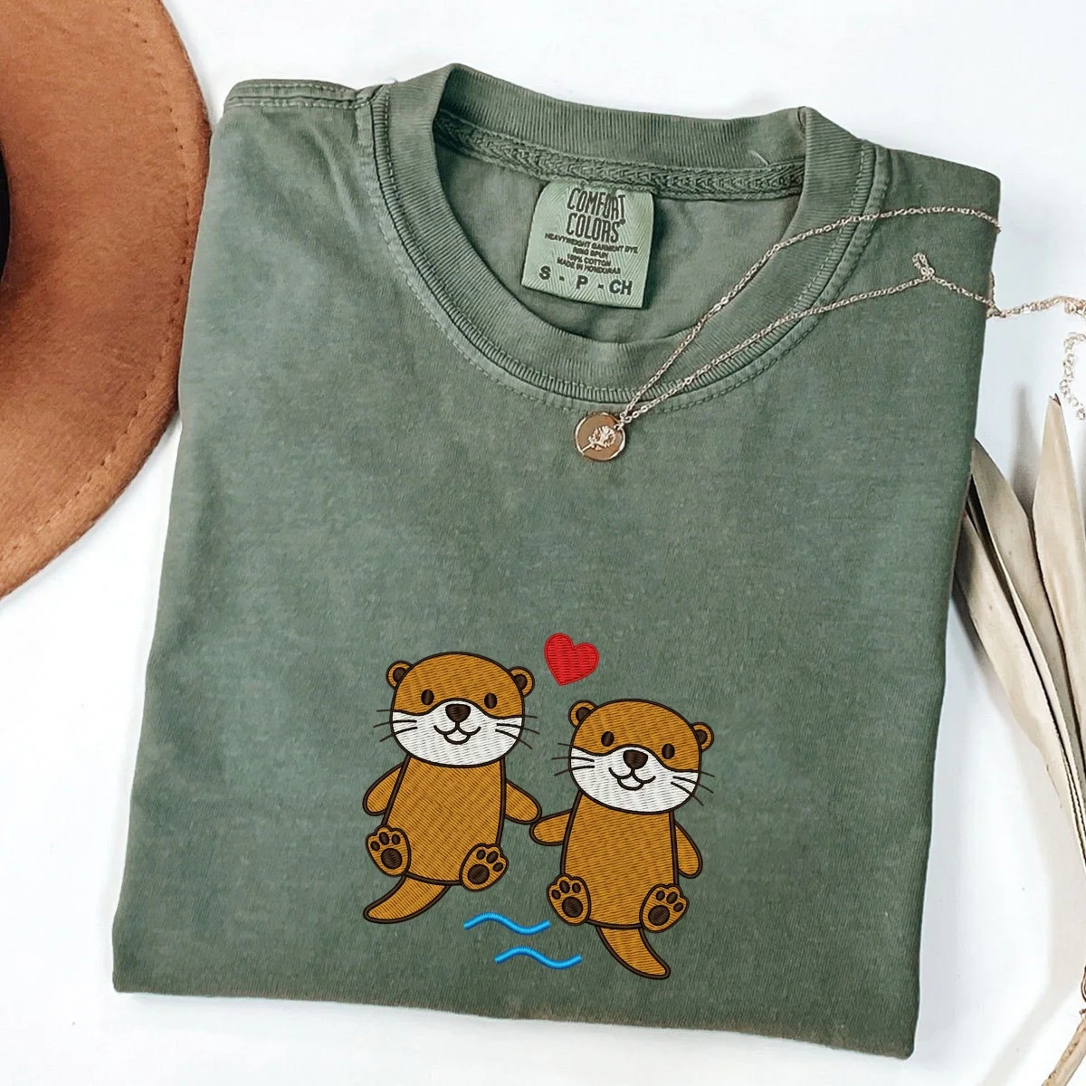 Custom Embroidered Otter T-Shirt | Cute River Animal Tee โ Funny Ocean Wildlife Gift - Image 5