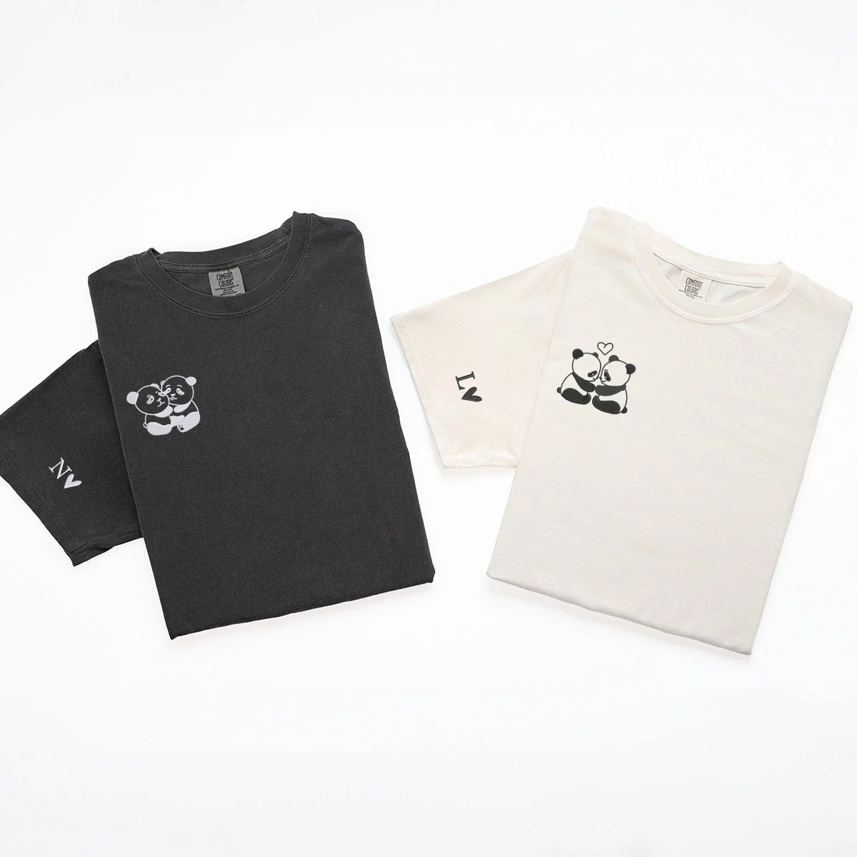 Custom Embroidered Panda Love Matching T-shirts for Couples - Image 5