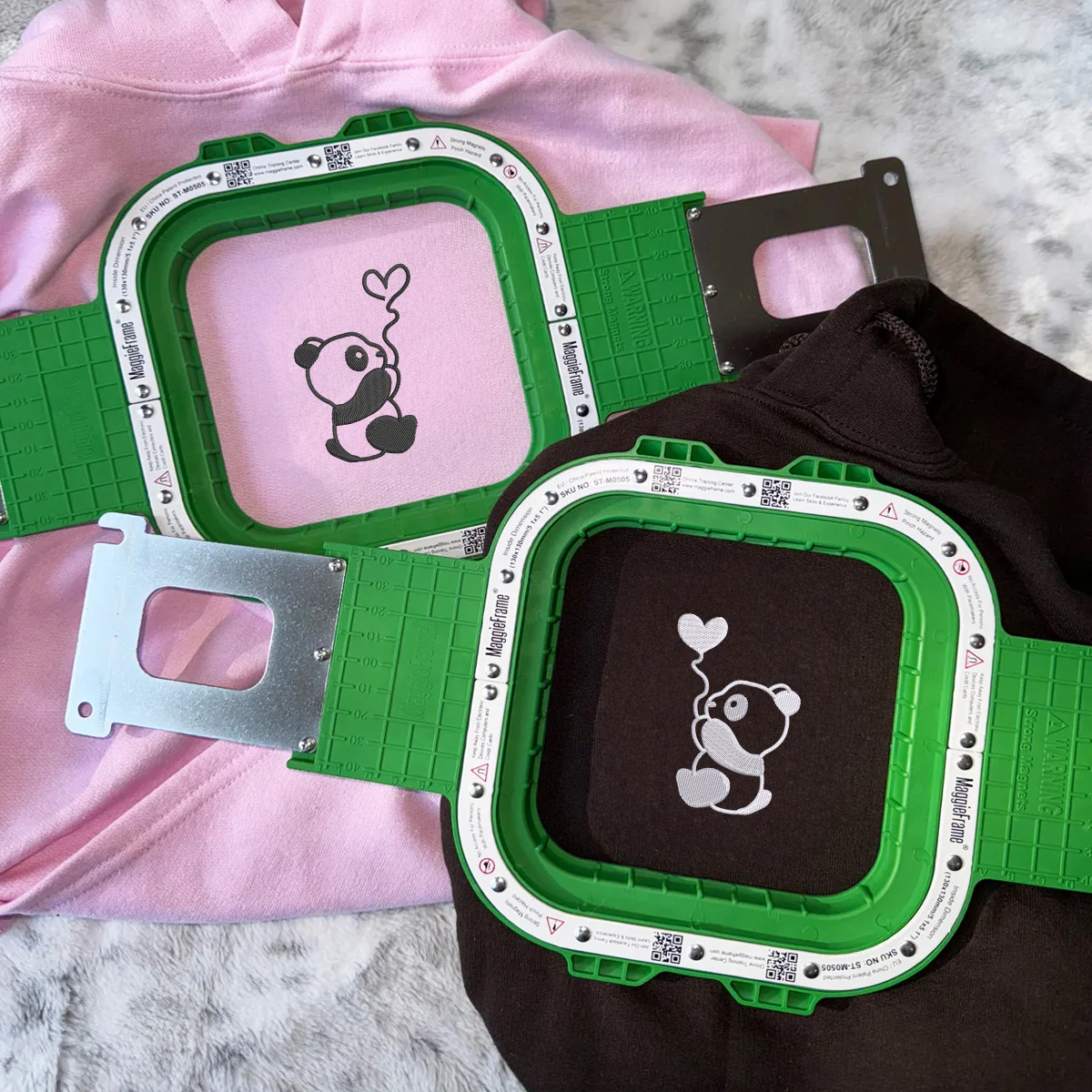 Custom Embroidered Panda with Balloons Matching Hoodies for Couples - Image 5
