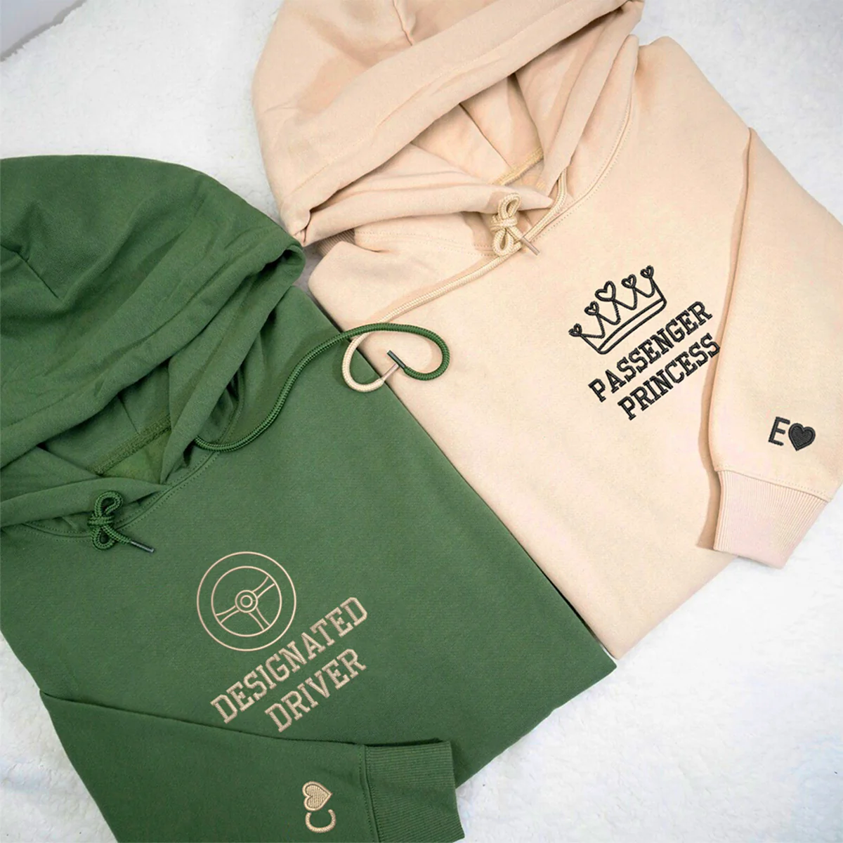 Custom Embroidered Passenger Princess Matching Hoodies for Couples - Image 2