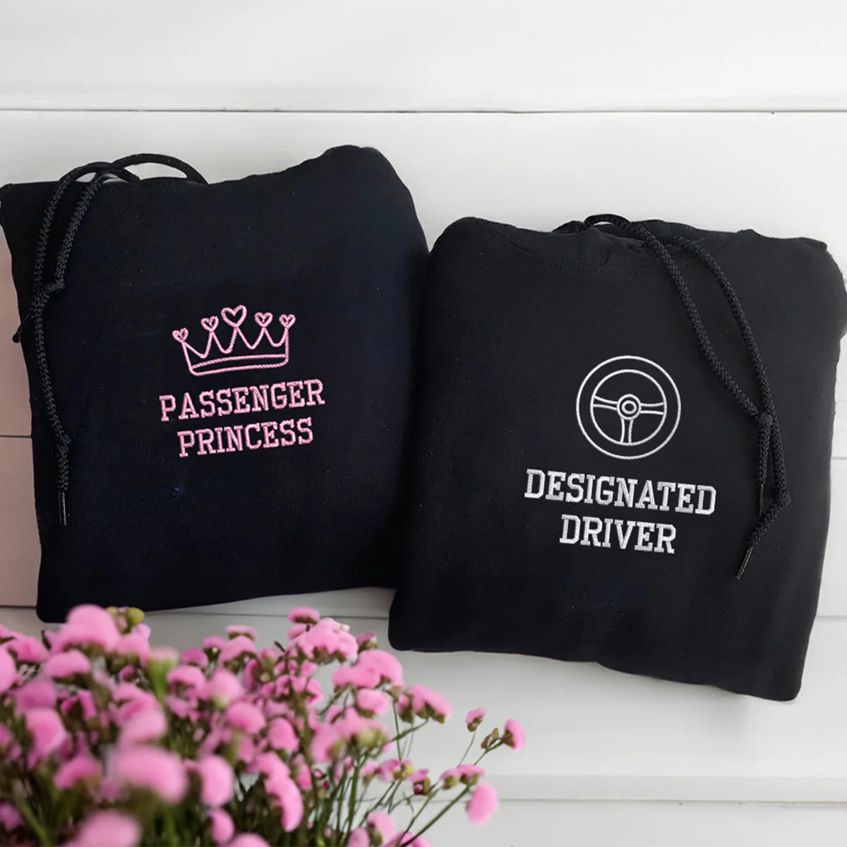 Custom Embroidered Passenger Princess Matching Hoodies for Couples - Image 6