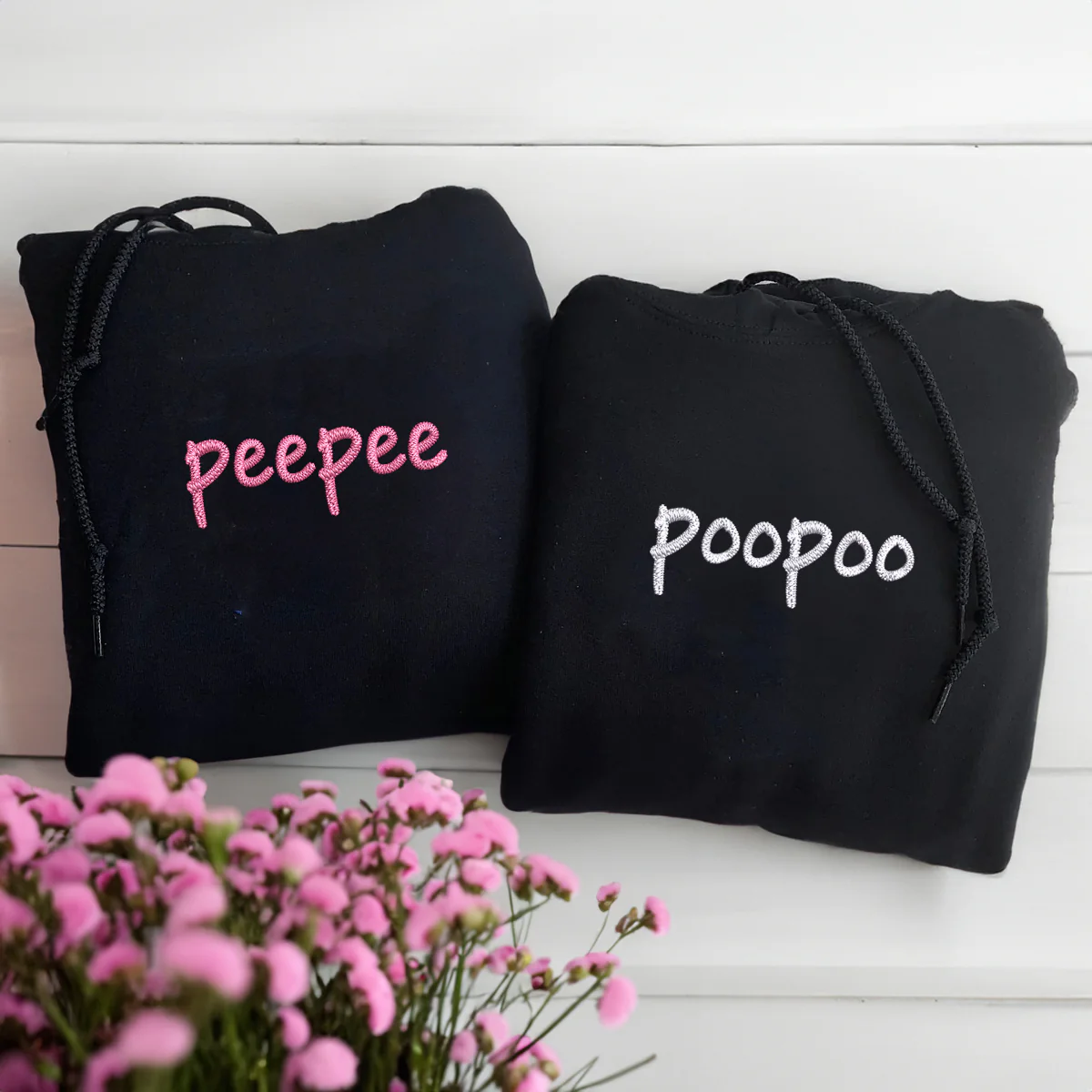 Custom Embroidered Peepee Poopoo Matching Hoodies for Couples - Image 4