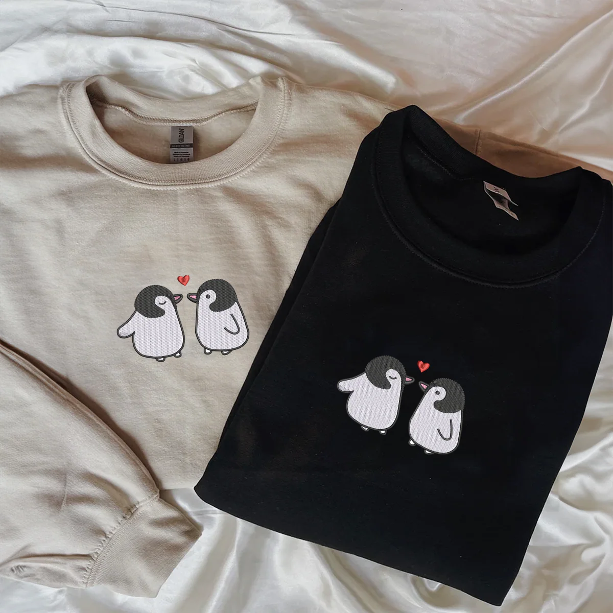 Custom Embroidered Penguin Love Matching Hoodies for Couples - Image 5
