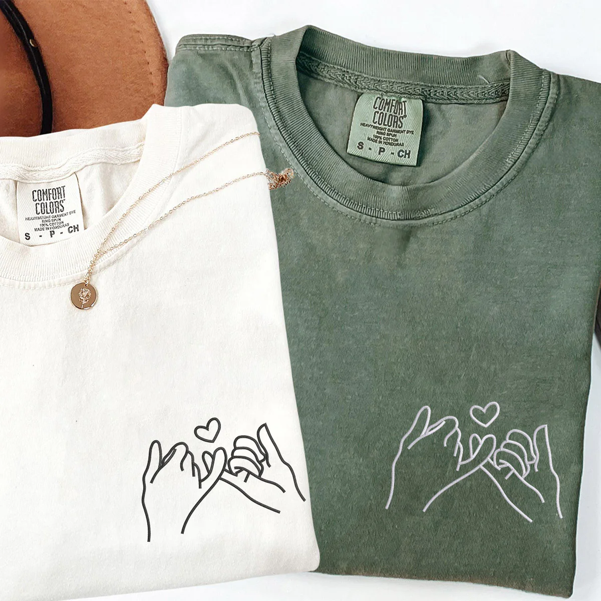 Custom Embroidered Pinky Promise Matching T-shirts for Couples - Image 4