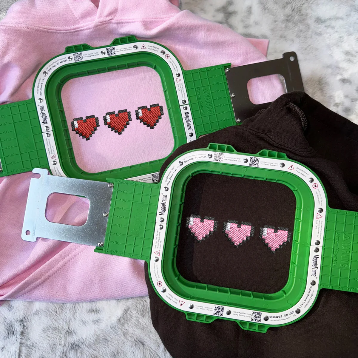 Custom Embroidered Pixel Heart Matching Hoodies for Couples - Image 5