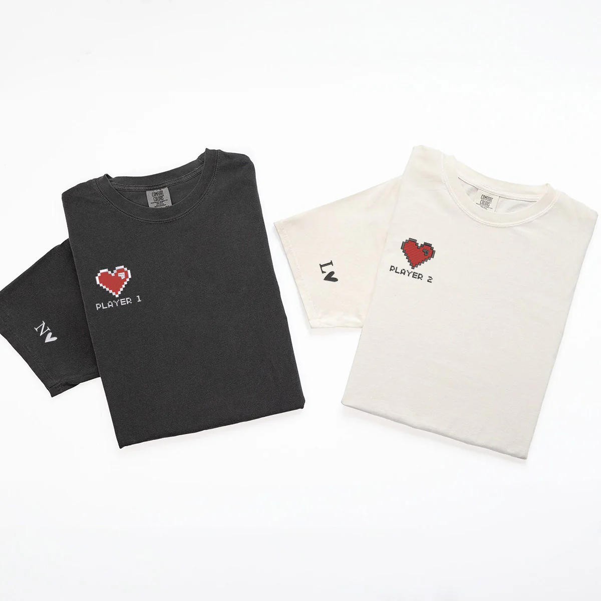 Custom Embroidered Player 1 Player 2 Matching T-shirts for Couples - Image 5