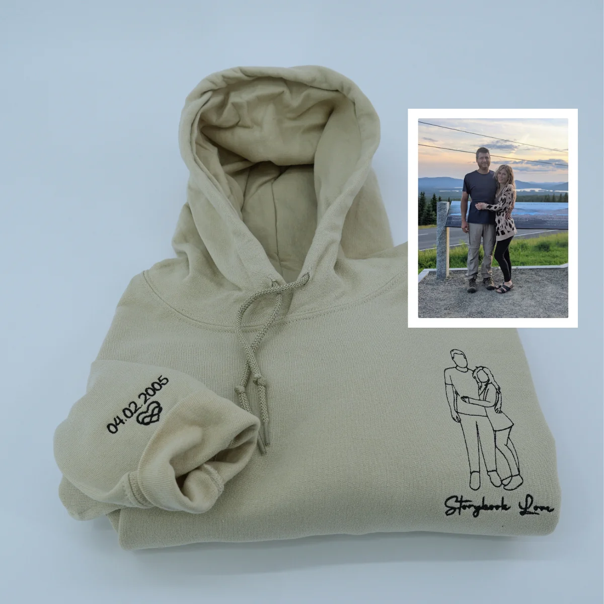 Custom Embroidered Portrait from Photo Sweatshirt, Couple Sweatshirts, Couples Portrait, Custom Photo Hoodie, Personalized Gift For Couple - Image 4
