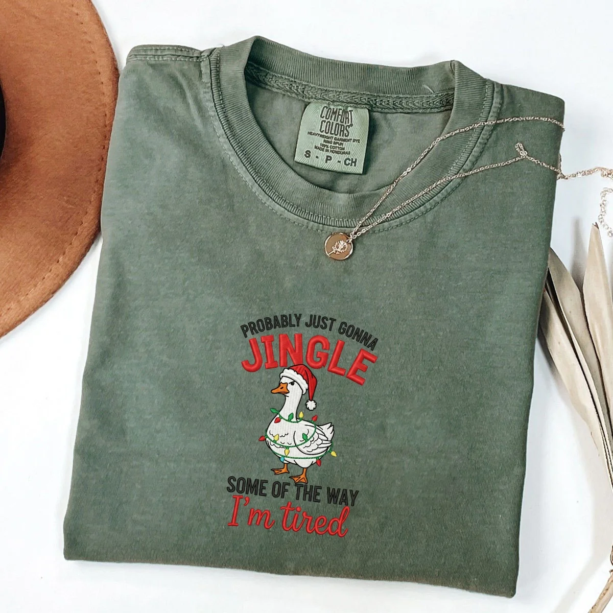 Custom Embroidered Probably Just Gonna Jingle Some of the Way Christmas T-Shirt | Funny Holiday Tee - Image 5