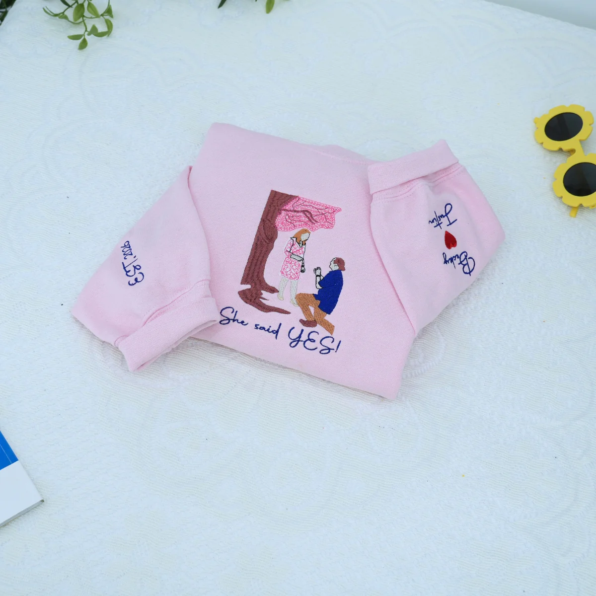 Personalized Proposal Hoodies for Couples – Custom Embroidered Portrait from Photo