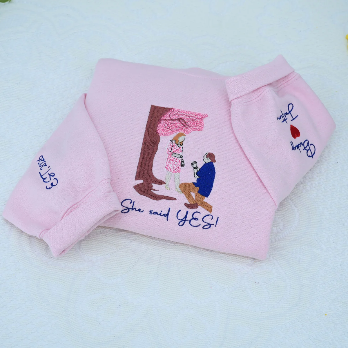 Personalized Proposal Hoodies for Couples – Custom Embroidered Portrait from Photo - Image 2