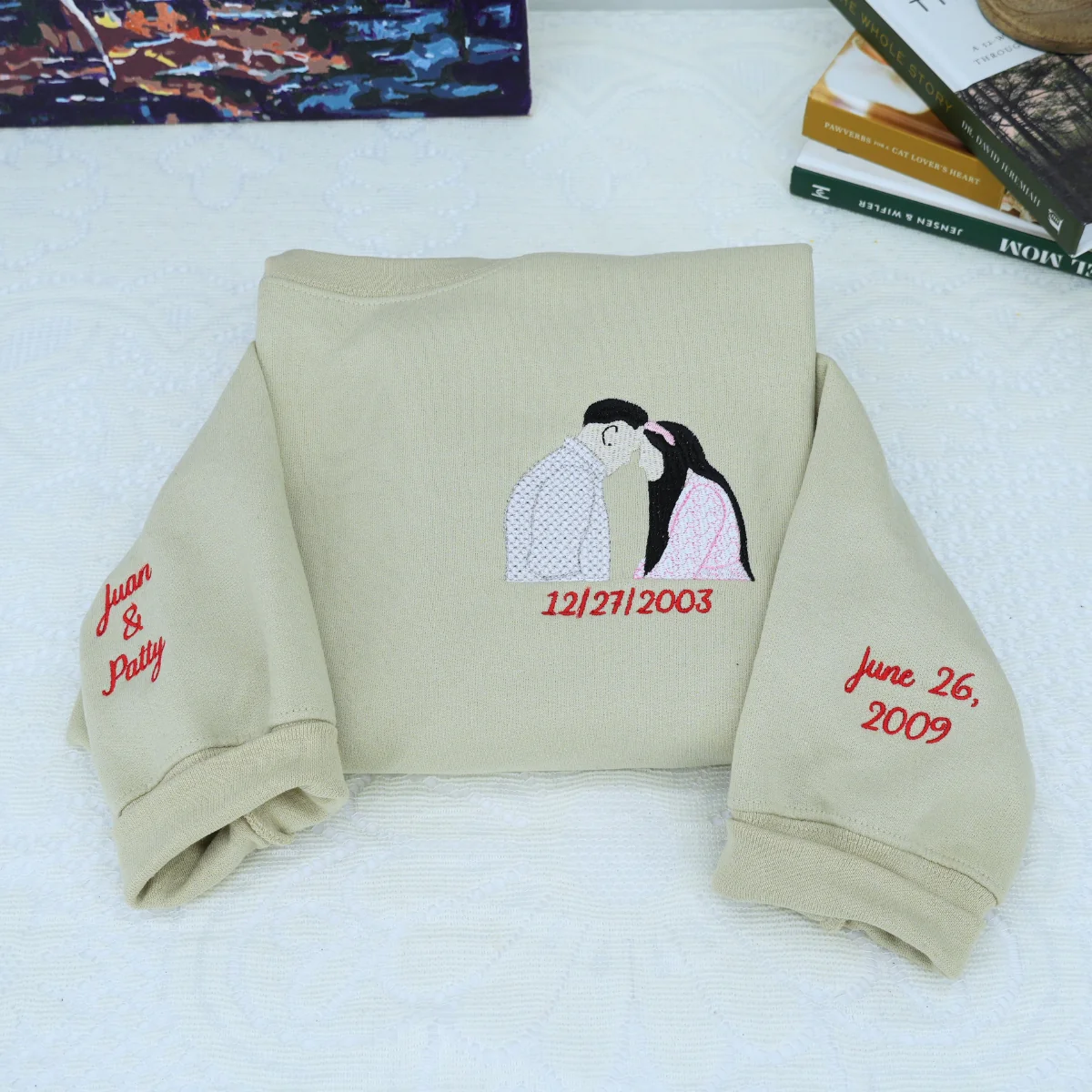 Personalized Proposal Hoodies for Couples – Custom Embroidered Portrait from Photo - Image 3