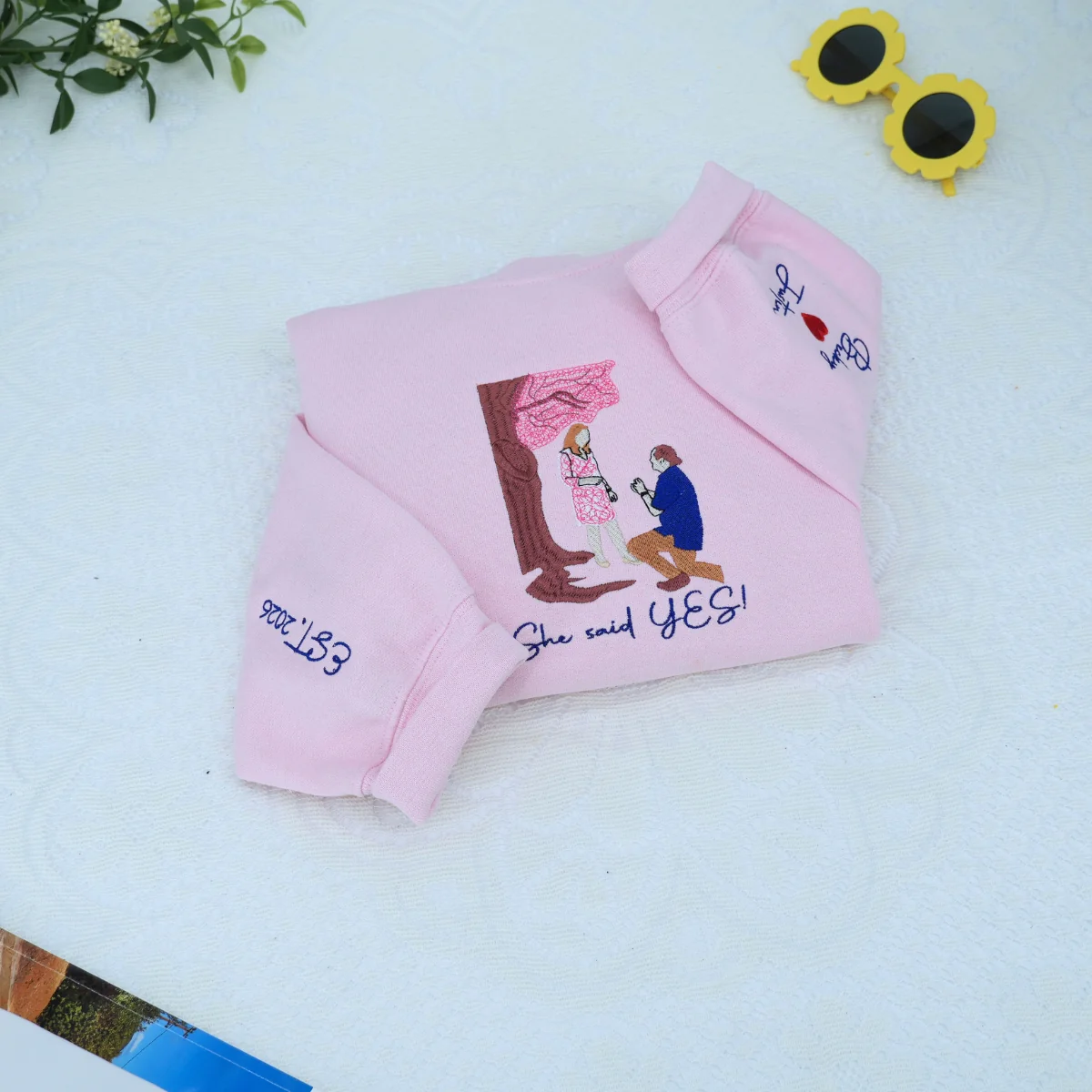 Personalized Proposal Hoodies for Couples – Custom Embroidered Portrait from Photo - Image 4