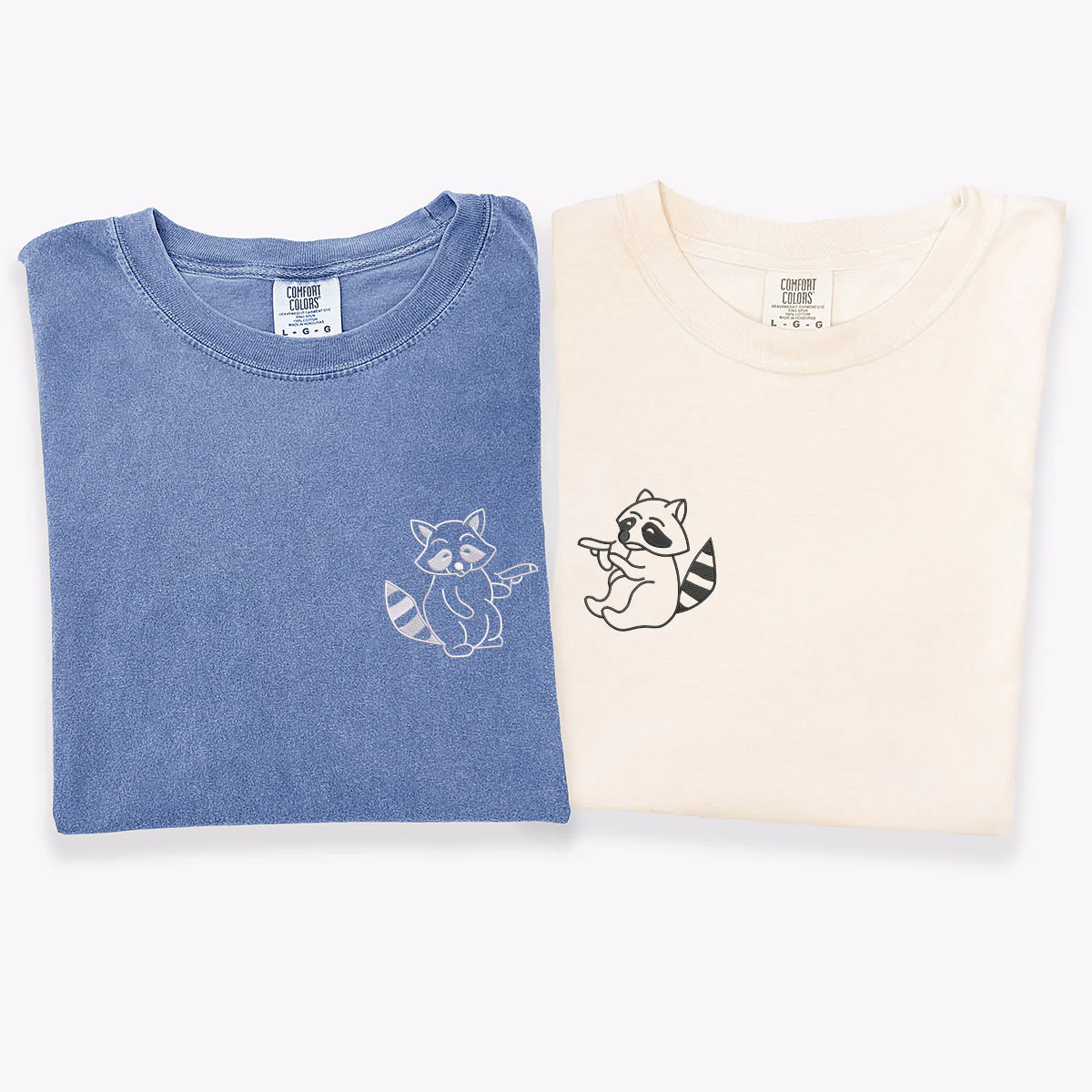 Custom Embroidered Racoon Guns Matching T-shirts for Couples - Image 2