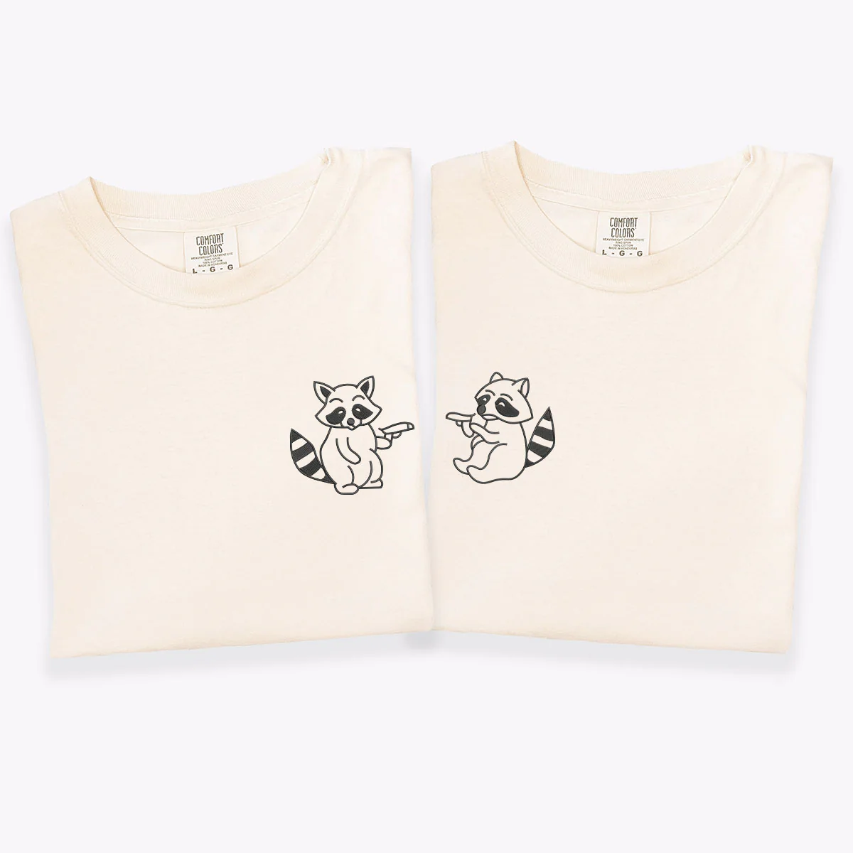 Custom Embroidered Racoon Guns Matching T-shirts for Couples - Image 3