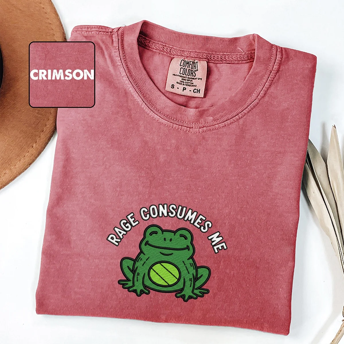 Custom Embroidered Rage Consumes Me Frog T-Shirt | Funny Nature Lover Tee โ Trendy Frog Meme Gift