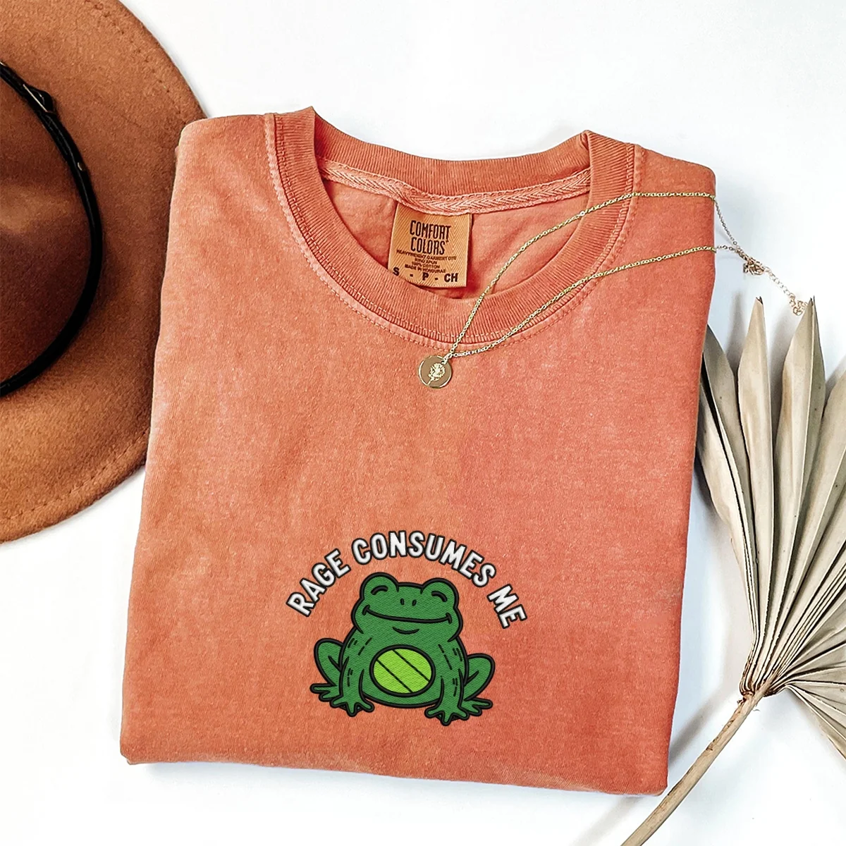 Custom Embroidered Rage Consumes Me Frog T-Shirt | Funny Nature Lover Tee โ Trendy Frog Meme Gift - Image 2