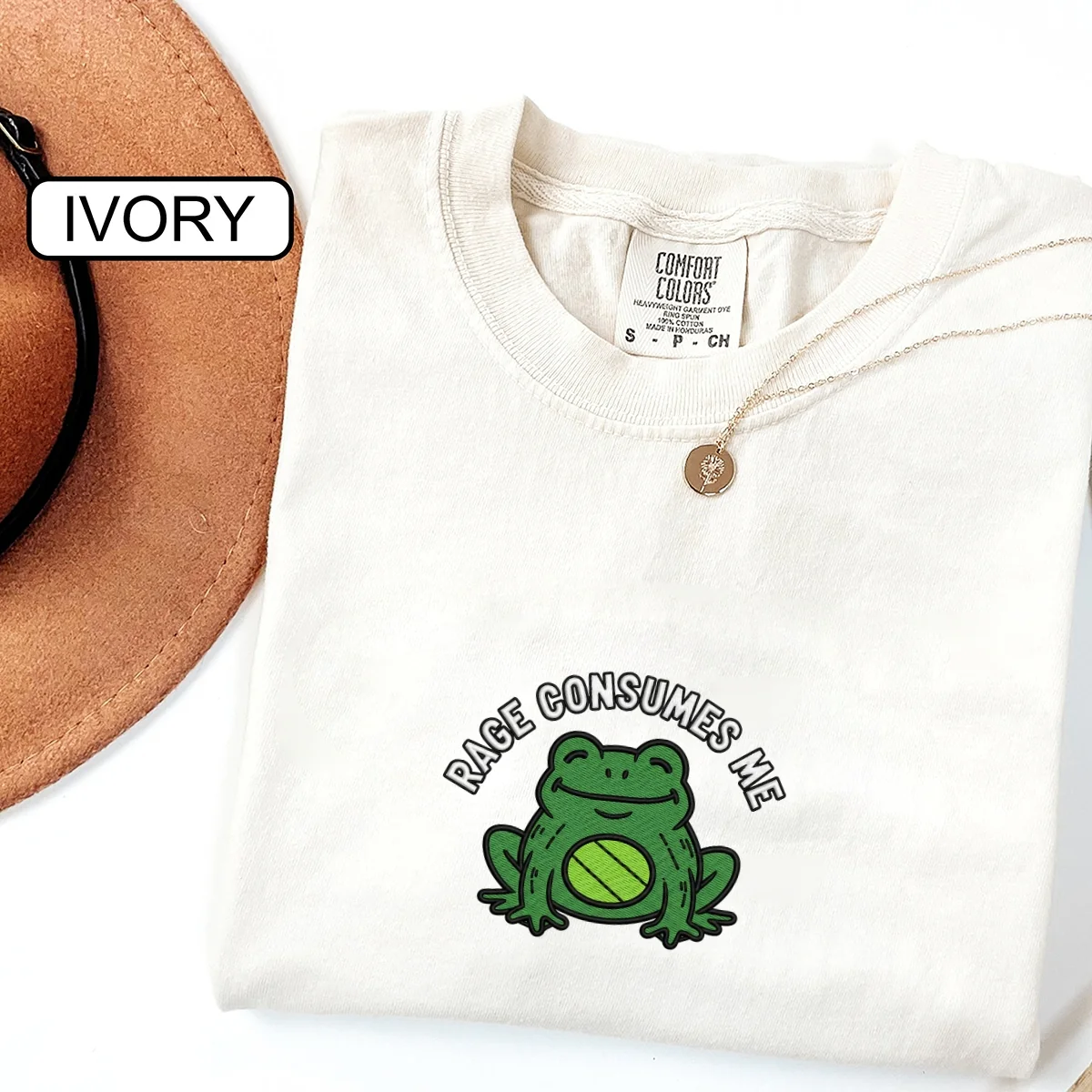 Custom Embroidered Rage Consumes Me Frog T-Shirt | Funny Nature Lover Tee โ Trendy Frog Meme Gift - Image 4