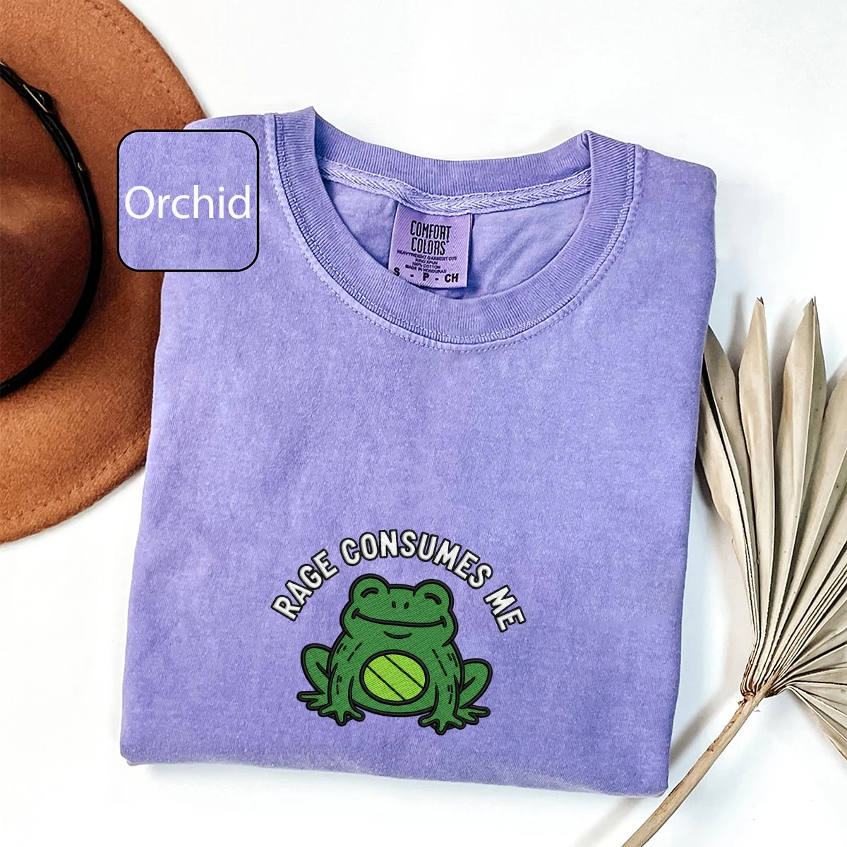 Custom Embroidered Rage Consumes Me Frog T-Shirt | Funny Nature Lover Tee โ Trendy Frog Meme Gift - Image 5