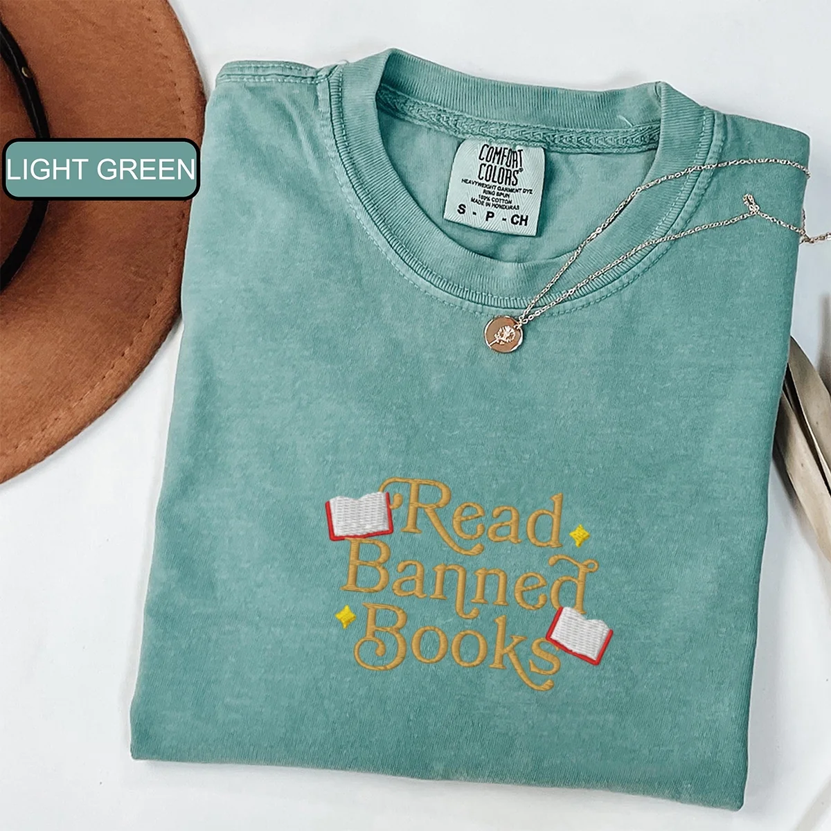 Custom Embroidered Read Banned Books T-shirt - Thoughtful Gift for Readers & Bookworms - Image 4