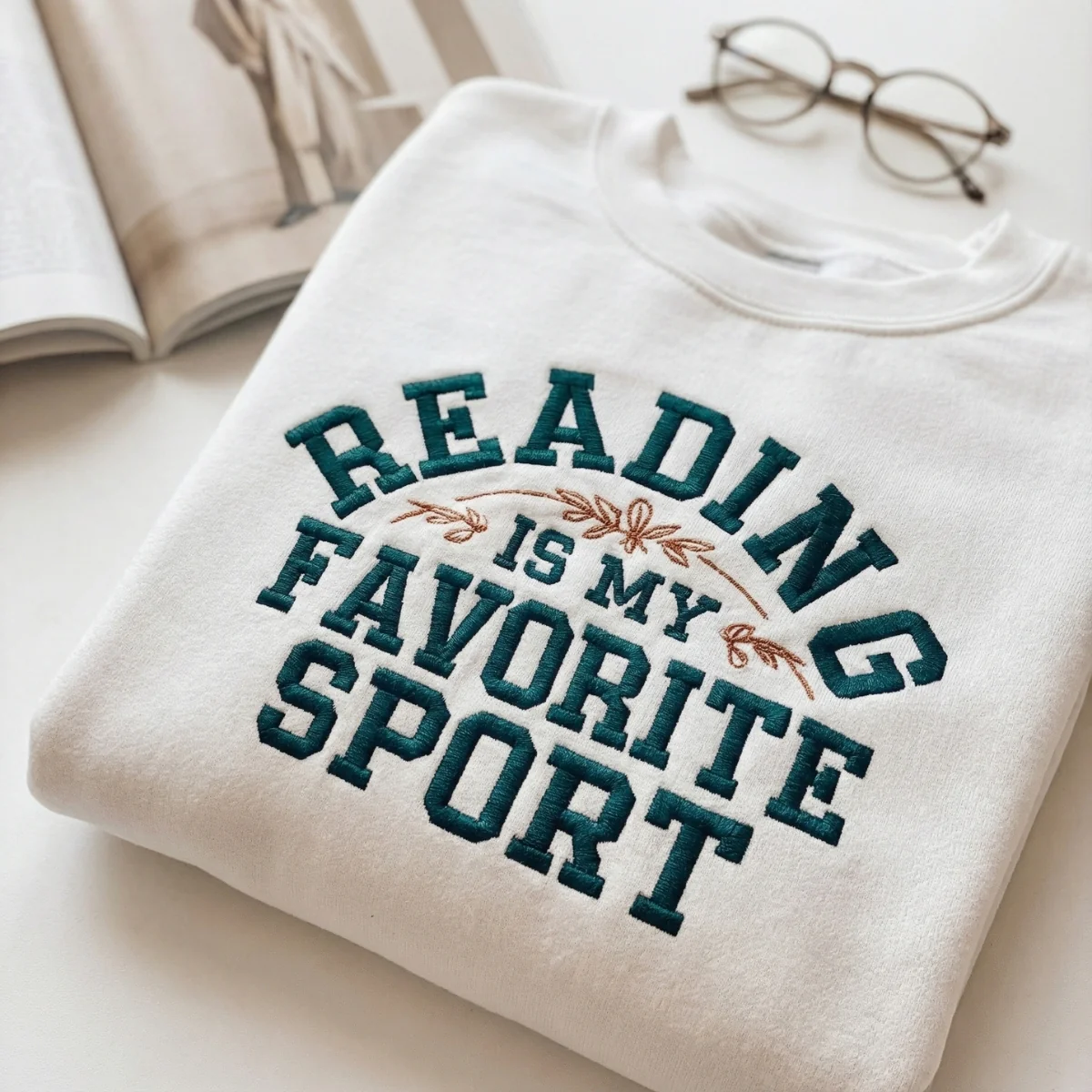 Custom Embroidered Reading Is My Favorite Sport Hoodie - Bookish Sweatshirt - Image 2