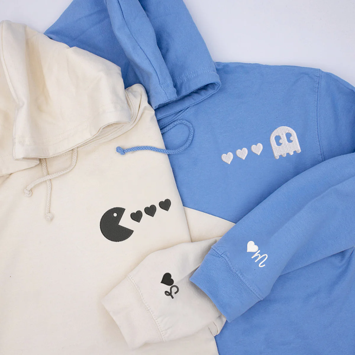 Custom Embroidered Retro Game Matching Hoodies for Couples - Image 4