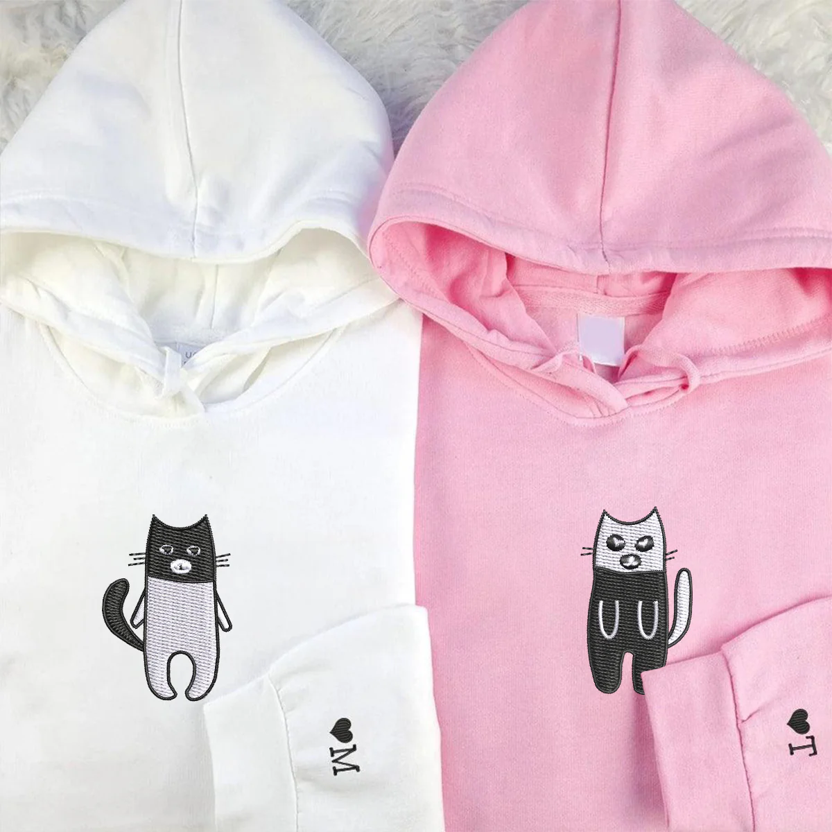Custom Embroidered Robber Bandit Cats Matching Hoodies for Couples - Image 2